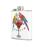 Tropische Macaws trinken Wein Flachmann (Links)