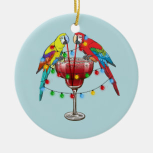 Tropische Macaws trinken Wein Keramik Ornament