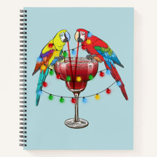 Tropische Macaws trinken Wein Notizblock