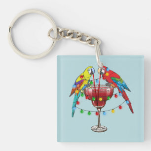 Tropische Macaws trinken Wein Schlüsselanhänger