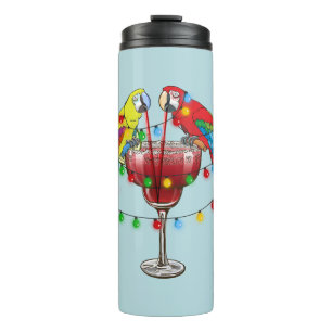 Tropische Macaws trinken Wein Thermosbecher