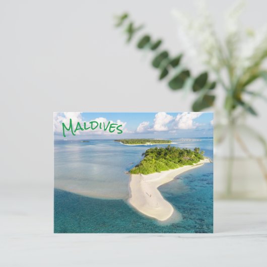 Tropische Malediven Exotic Island Paradies Postkarte (Stehend Vorderseite)