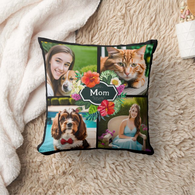 Tropische Mama mit Hibiskus Kissen (Decke)