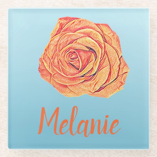 Tropische Mandarine Glasuntersetzer (Vorderseite)