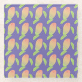 Tropische Mango Frucht Grüner Orange Lila Glasuntersetzer (Vorderseite)