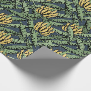 Tropische Marinebanane, blau und gelb, Banane und Geschenkpapier