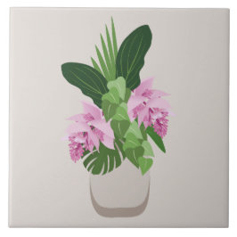 Tropische Medinilla Rosa Blume in Beige Vase Fliese