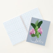 Tropische Medinilla Rosa Blume in Blue Vase Name Notizblock (Innenseite)