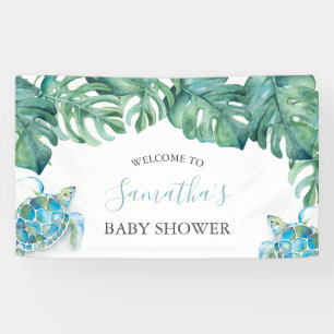 Tropische Meeresschildkröte Baby Shower Strand Banner