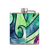 Tropische Meeresschildkröte - farbenfroher Batik-S Flachmann (Rückseite)