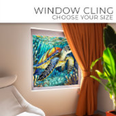 Tropische Meeresschildkröte Gewebte Glaskunst Fensteraufkleber