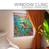 Tropische Meeresschildkröte Gewebte Glaskunst Fensteraufkleber