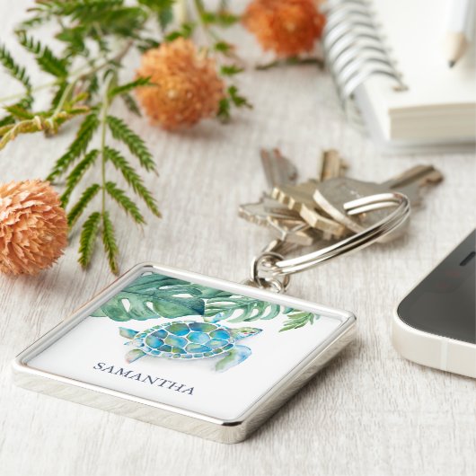 Tropische Meeresschildkröte - individuelle Schlüss Schlüsselanhänger (Seite)