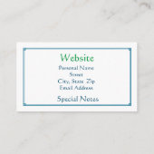 Tropische Meeresschildkröte Palme Tree Ozeanwave S Visitenkarte (Rückseite)