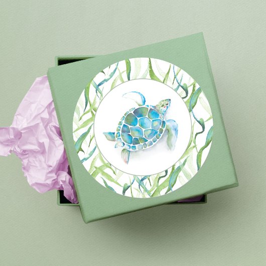 Tropische Meeresschildkröte Runder Aufkleber