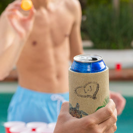 Tropische Meeresschildkröte und Palmen Sandherz Dosenkühler