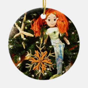 Tropische Meerjungfrau Unter dem Meer Weihnachtsfe Keramik Ornament