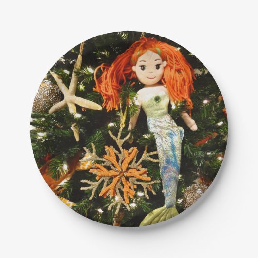 Tropische Meerjungfrau unter dem Meer Weihnachtsfe Pappteller (Vorderseite)