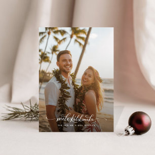 Tropische Mele Kalikimaka-Foto von frisch Vermählt Feiertagskarte