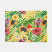 Tropische Michfrüchte, Blume und Blätter auf Gelb Fußmatte (Vorderseite)