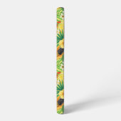 Tropische Michfrüchte, Blume und Blätter auf Gelb Samsung Galaxy Hülle (Linke Seite)