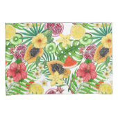 Tropische Michfrüchte, Blume und Blätter in Weiß Kissenbezug (Vorderseite-Rechts)