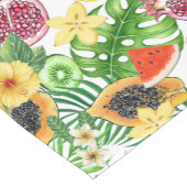 Tropische Michfrüchte, Blume und Blätter in Weiß Kurzer Tischläufer (Ecke)