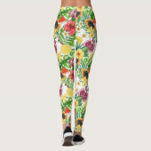 Tropische Michfrüchte, Blume und Blätter in Weiß Leggings (Rückseite)