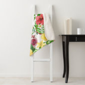 Tropische Michfrüchte, Blume und Blätter in Weiß Sherpadecke (Beispiel)