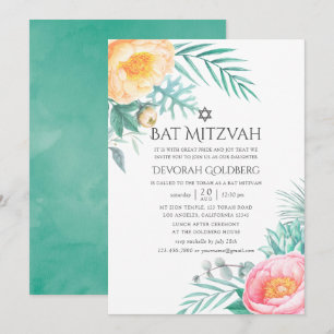 Tropische Minz-Blumen-Sommer-Bat-Mizwa Einladung