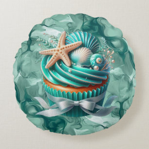 Tropische Minze Muschel Cupcake Rund Kissen