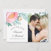 Tropische Minzflorensommerhochzeit rettet das Datu Save The Date (Vorderseite)