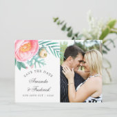 Tropische Minzflorensommerhochzeit rettet das Datu Save The Date (Stehend Vorderseite)