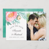 Tropische Minzflorensommerhochzeit rettet das Datu Save The Date (Vorne/Hinten)