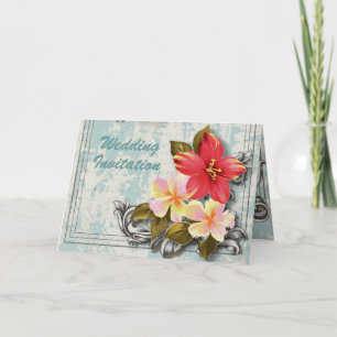 tropische mit Blumenhochzeit Vintagen Einladung