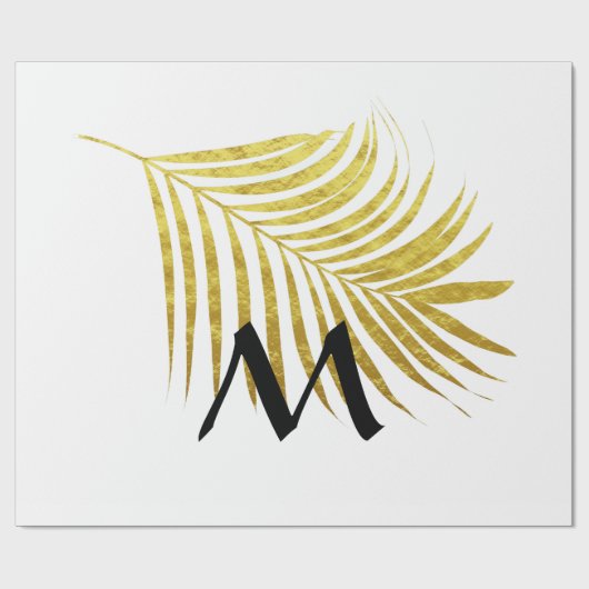 Tropische Mit Monogramm Initialen von Palmblättern Geschenkpapier (Flach)