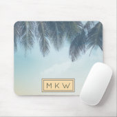 Tropische Mit Monogramm Palm-Blätter Wolken Mousepad (Mit Mouse)