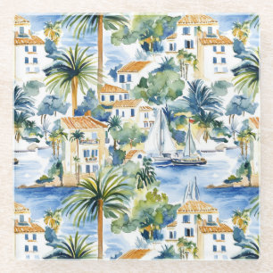 Tropische Mittelmeer-Hochzeit Glasuntersetzer