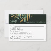 Tropische moderne Palm-Dusty Green Wedding RSVP Ca (Vorderseite)
