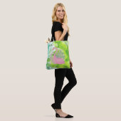 Tropische moderne rosa Flamingo und Palms Tote Bag Tasche (Am Model)