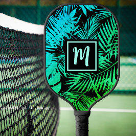 Tropische Monogram Aquamarin Green Ombre Palm Mode Pickleball Schläger