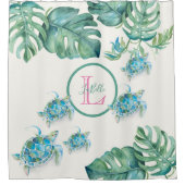 Tropische Monogram-Meerschildkröte Duschvorhang (Vorderseite)