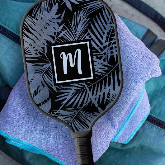 Tropische Monogram Palm Navy Blue Ombre Bold moder Pickleball Schläger