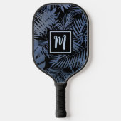 Tropische Monogram Palm Navy Blue Ombre Bold moder Pickleball Schläger (Vorderseite)