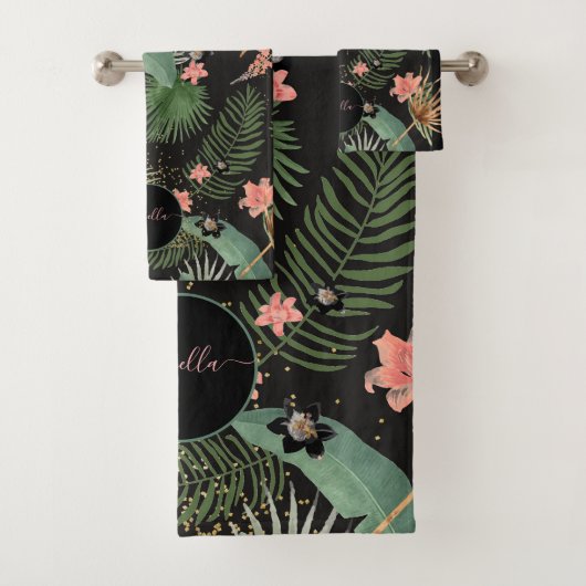 Tropische Monogramm-Blätter Badhandtuch Set (Insitu)