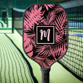 Tropische Monogramm Rose Rosa Palmblättrig Fett Mo Pickleball Schläger