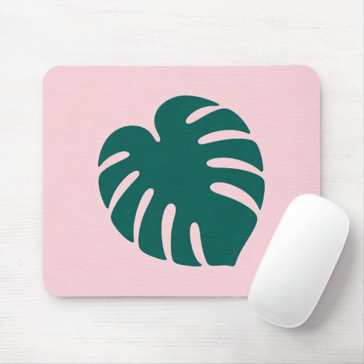 Tropische Monstera-Blatt-Silhouette Mousepad (Mit Mouse)