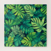 Tropische Monstera-Blätter Dschungelmuster Puzzle (Horizontal)