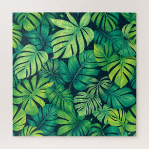 Tropische Monstera-Blätter Dschungelmuster Puzzle