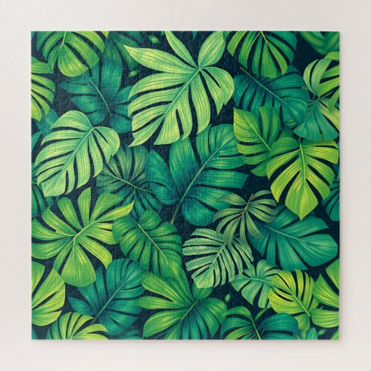 Tropische Monstera-Blätter Dschungelmuster Puzzle (Vertikal)